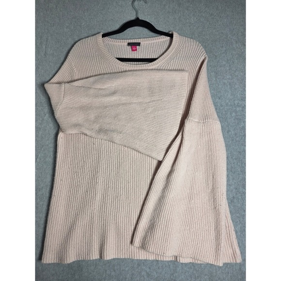 Vince Camuto Sweaters - Vince Camuto Bell Sleeve Ribbed Knit Sweater Womens Large Pink Crew Neck